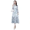 Floral chiffon dress for women 2024 Spring and Autumn New style, fashionable and stylish, stand-up collar, slimming and knee-length, trendy Item Picture